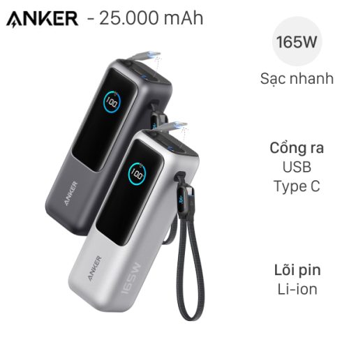 Sạc dự phòng 25000mAh 165W Anker A1695